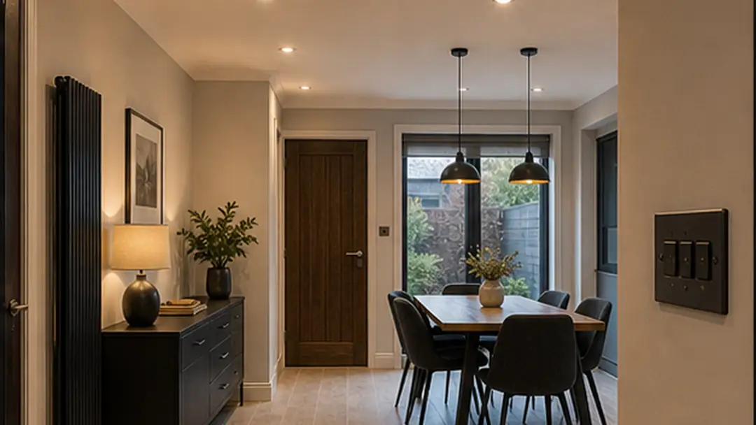 Finished indoor lighting installation electrical work