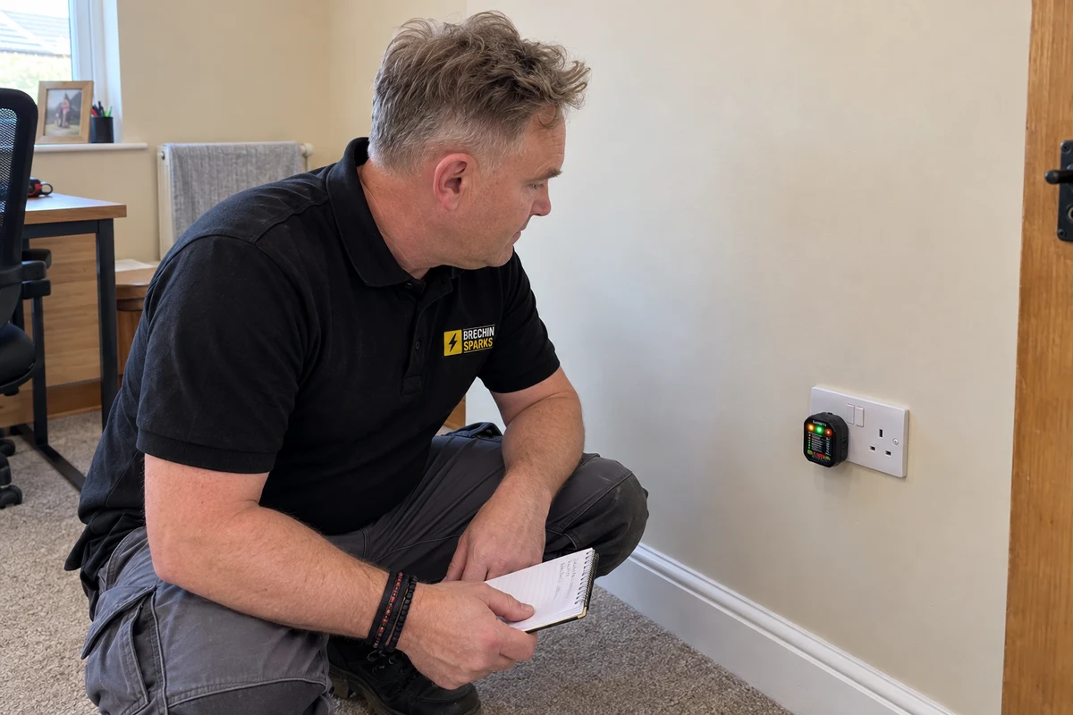 James investigating a socket fault with a plug-in tester